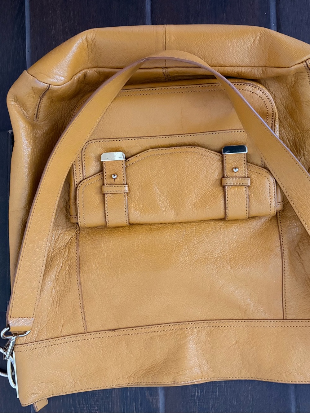 Banana Republic Yellow Pebbled Leather Hobo Shoulder Bag EUC - Picture 9 of 15